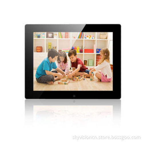 Digital photo frame with tempered-glass, video loop play, motion sensor optional